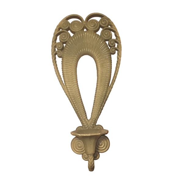 Vtg 70s Avacado Green Wall Sconce Candle Holder Rattan MCM Hollywood Regency - Picture 1 of 7